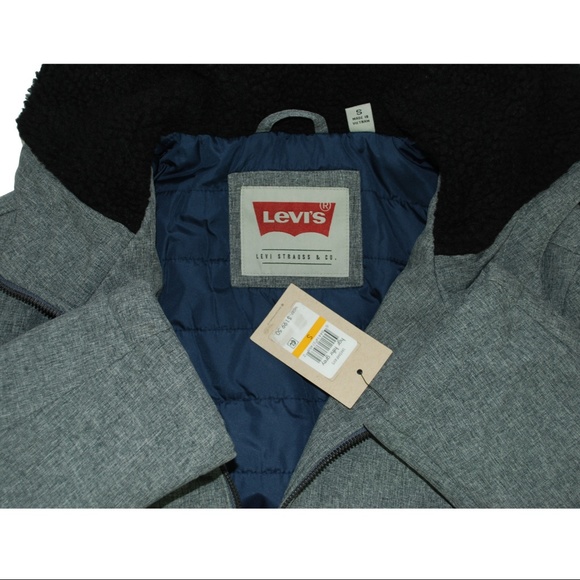 Levi's Sherpa Lined Bomber Jacket Heather Grey - Picture 5 of 5